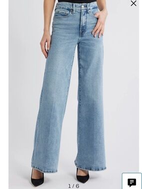 Good American Light Blue Wide-Leg High-Rise Jeans